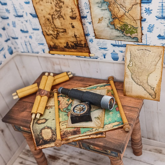 Bastelanleitung Miniatur Weltkarten und Fernrohr