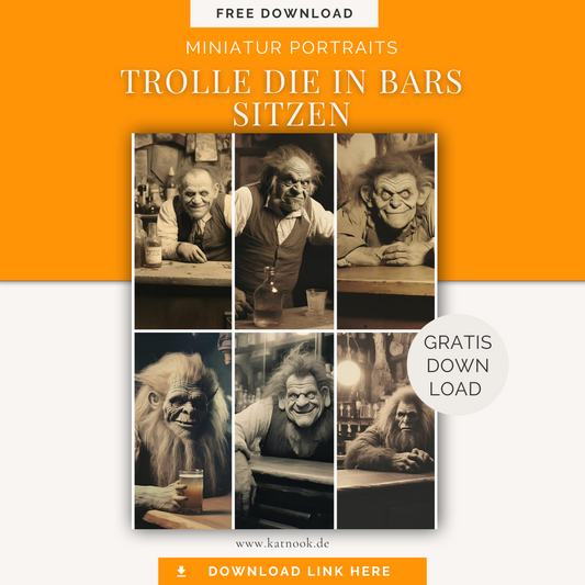 Miniatur Portraits von Trollen die in Bars sitzen