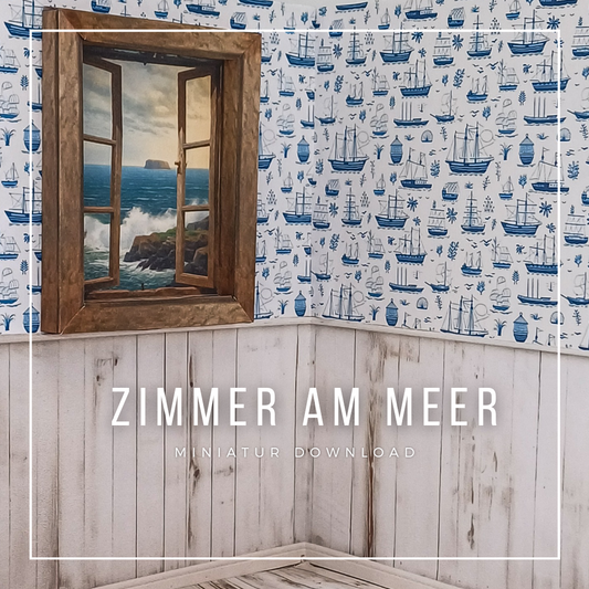 Roombox Design ’Zimmer am Meer’ im Maßstab 1:12 zum Drucken und Basteln - PDF