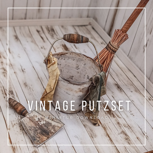 Vintage Putzset im Maßstab 1:12 zum Drucken und Basteln - PDF