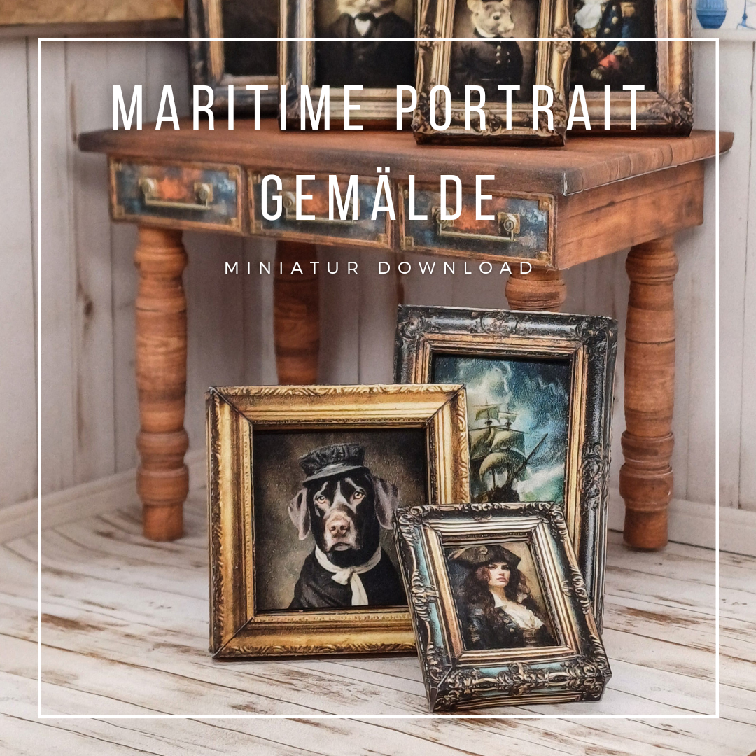 Maritime Portrait Gemälde im Maßstab 1:12 zum Drucken und Basteln - PDF