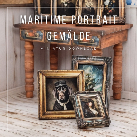 Maritime Portrait Gemälde im Maßstab 1:12 zum Drucken und Basteln - PDF