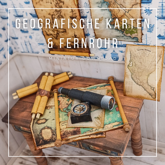 Geografische Karten und Fernrohr im Maßstab 1:12 zum Drucken und Basteln - PDF
