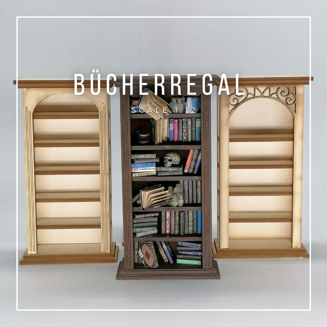 Miniatur Bücherregal im Maßstab 1:12
