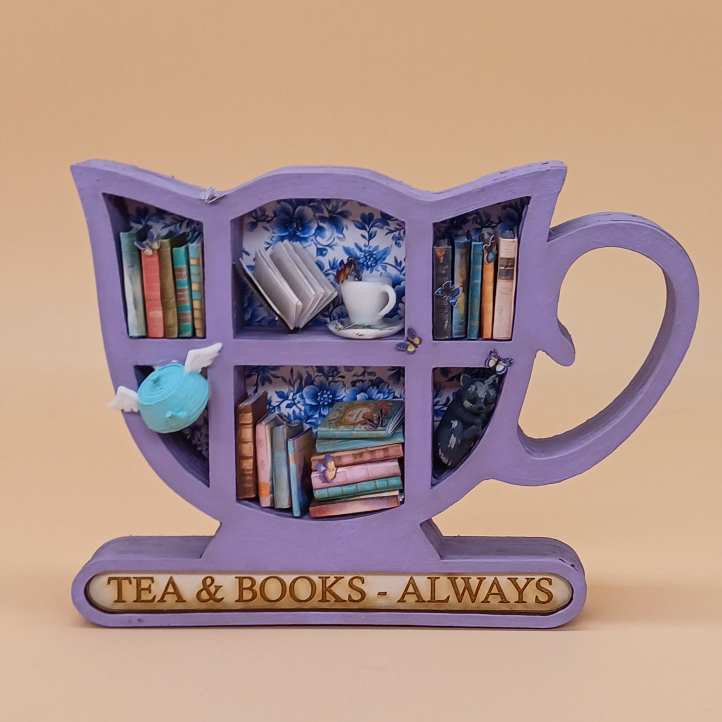 Miniatur-Teetassen-Bücherregal – Digitaler Lasercut-Download mit Miniaturbuch-Druckdatei