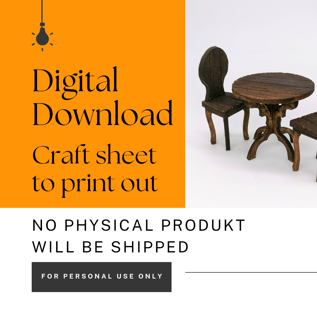 SVG Download Miniatur Tisch und Stuhl im Maßstab 1:12