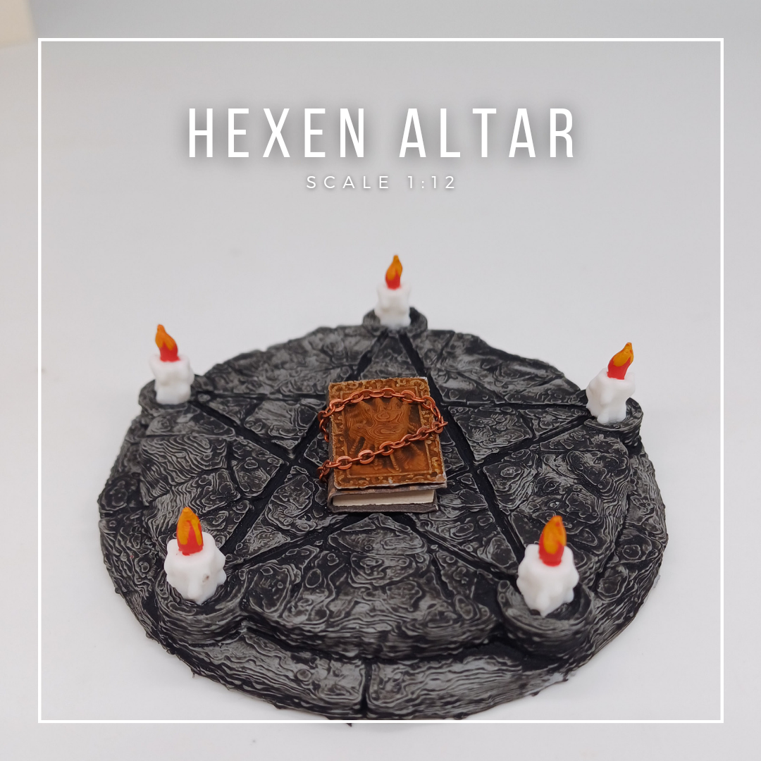 Hexen Altar mit Kerzen im Maßstab 1:12 - Miniaturen
