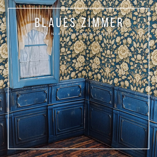 Roombox design "Blue Room" échelle 1:12 pour l'impression et l'artisanat