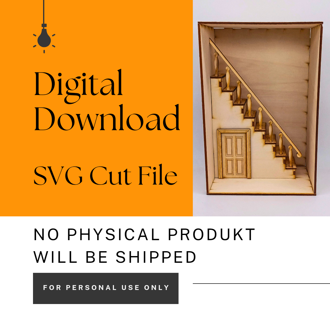 Diorama box room under the stairs SVG digital download