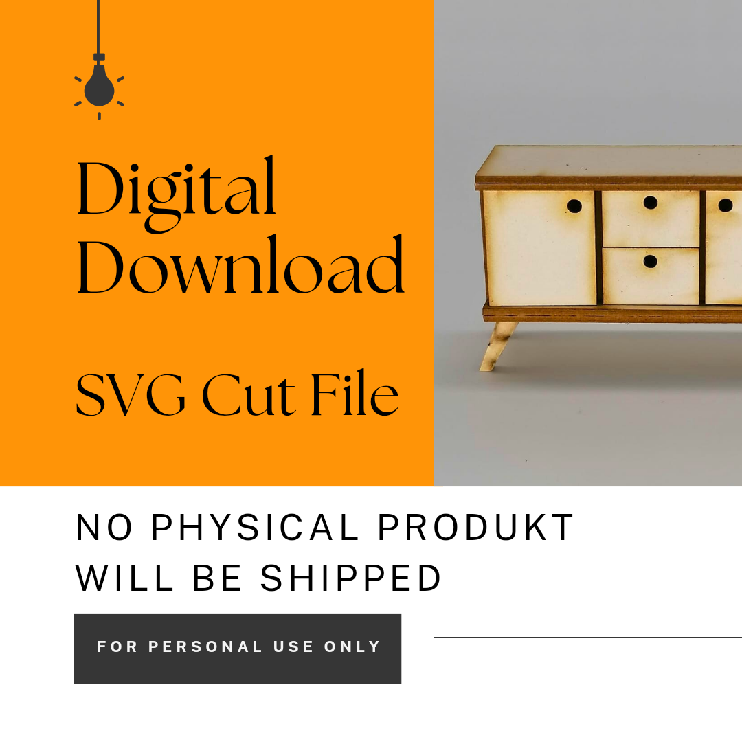 SVG digitaler Download Miniatur Kommode im Maßstab 1:12