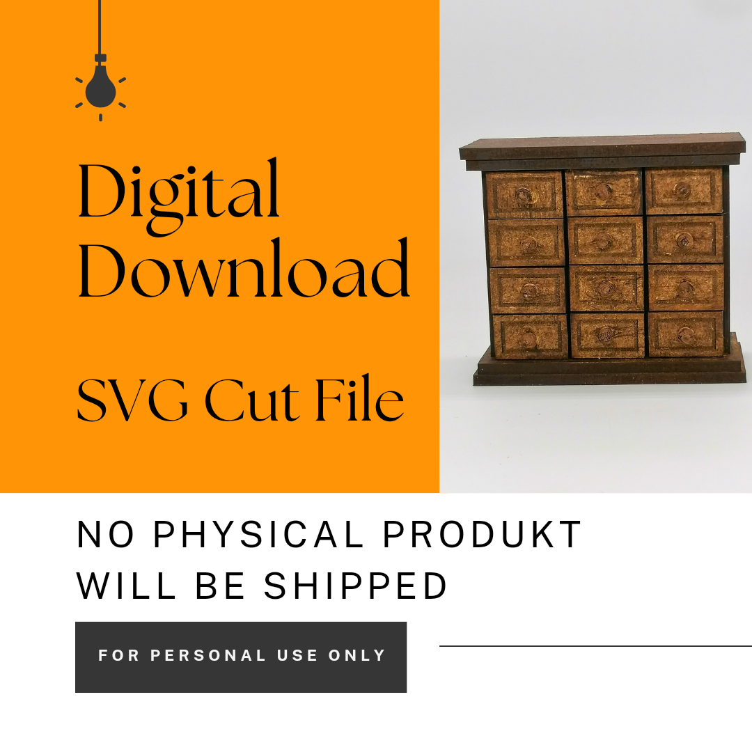 SVG digital Download Miniatur Apotheken Schrank im Maßstab 1:12