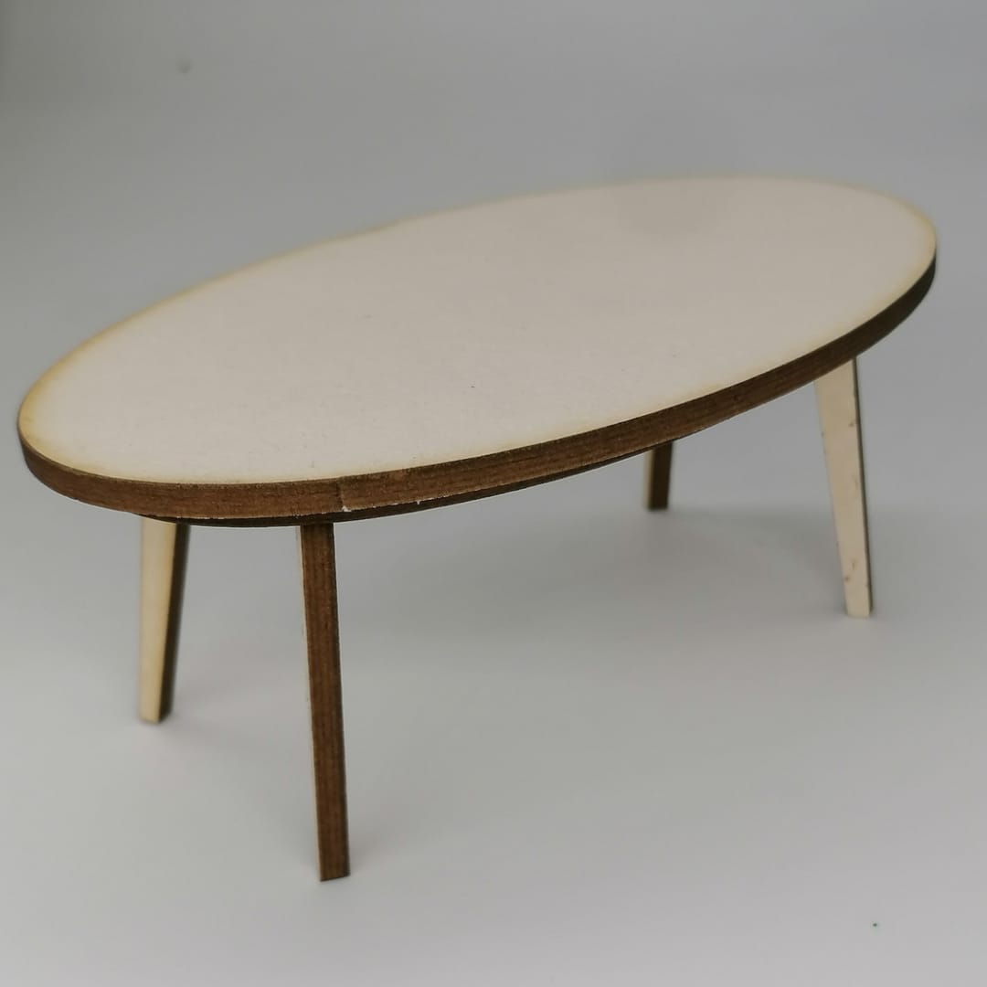 ovaler Miniatur Tisch im Maßstab 1:12 - Ganzer Tisch - Miniaturen