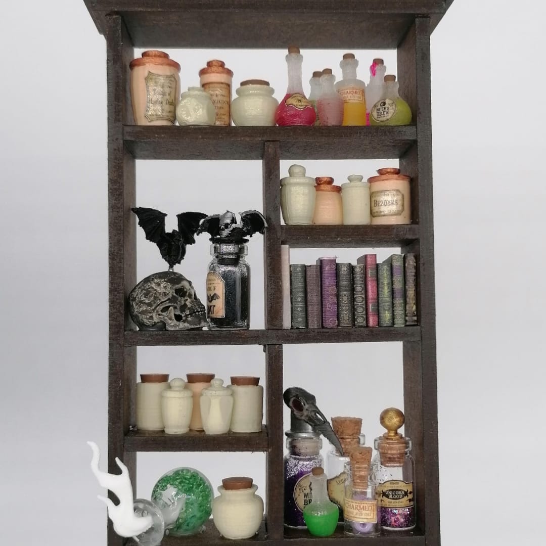 1:12 scale miniature magic potion shelf