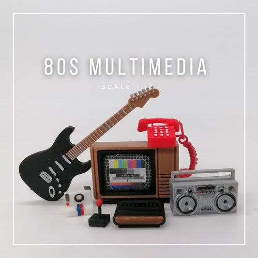 Miniatur 80s Multimedia Set im Maßstab 1:12