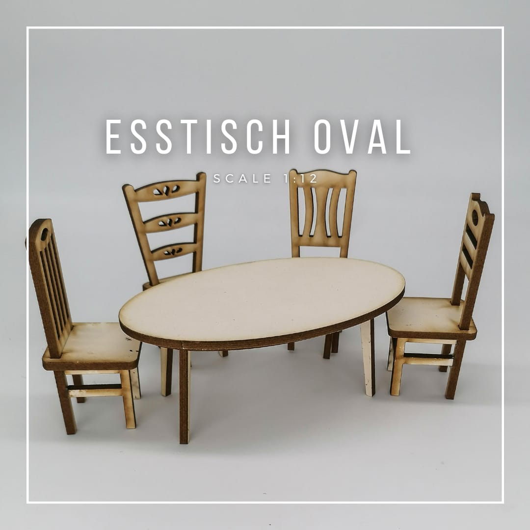 ovaler Miniatur Tisch im Maßstab 1:12 - Miniaturen