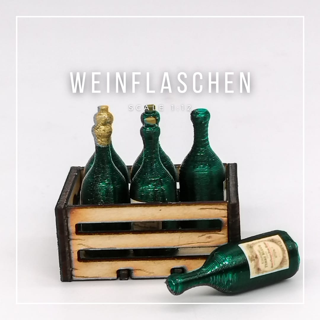 Miniatures in 1:12 scale wine bottles