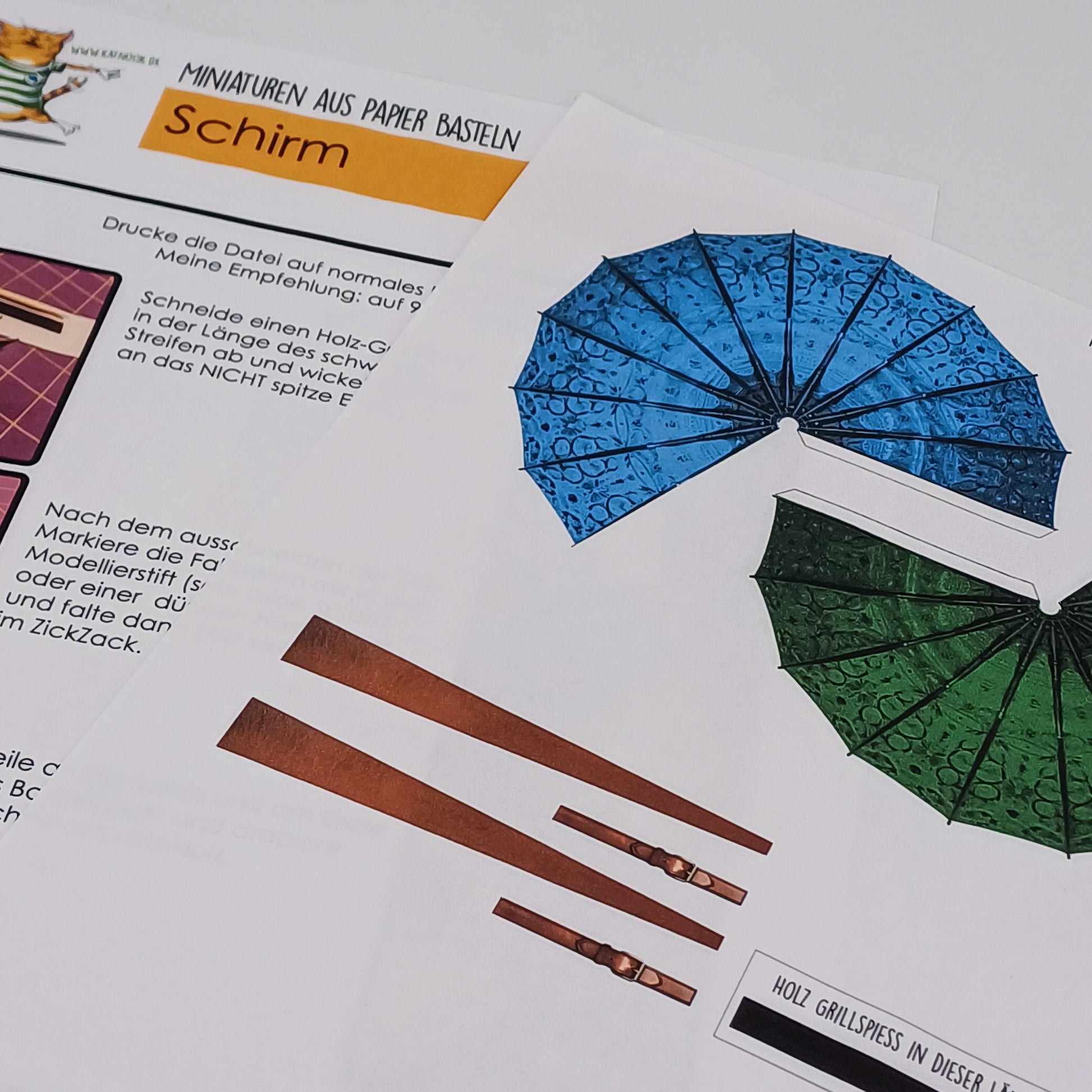 Schirme im Maßstab 1:12 zum Drucken und Basteln - PDF
