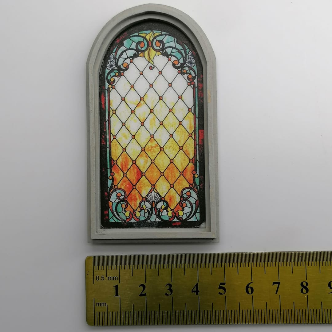Miniatur Bleiglasfenster im Maßstab 1:12
