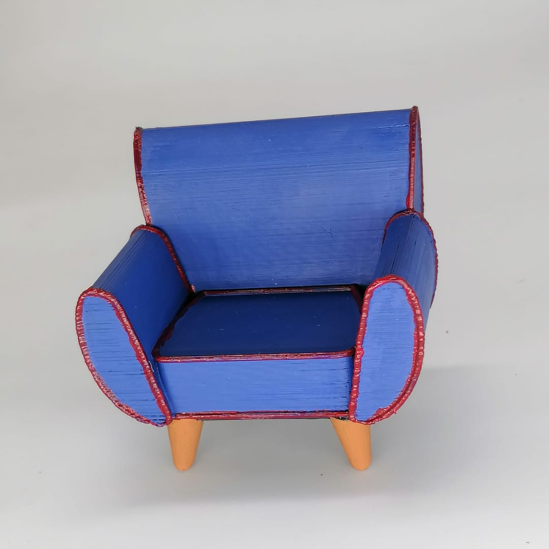 Miniature 80s armchair in 1:12 scale