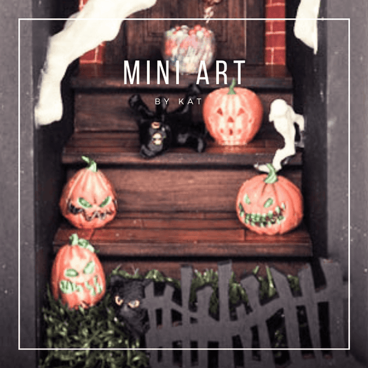 Book Nook Halloween Cats - Mini Art